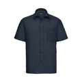 French Navy - Front - Russell Collection Mens Poplin Easy-Care Short-Sleeved Formal Shirt