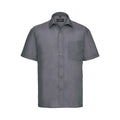Convoy Grey - Front - Russell Collection Mens Poplin Easy-Care Short-Sleeved Formal Shirt