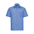 Corporate Blue - Front - Russell Collection Mens Poplin Easy-Care Short-Sleeved Formal Shirt