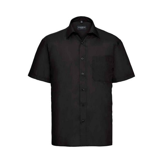 Black - Front - Russell Collection Mens Poplin Easy-Care Short-Sleeved Formal Shirt