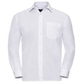 White - Front - Russell Collection Mens Poplin Easy-Care Long-Sleeved Formal Shirt