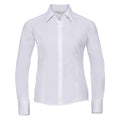 White - Front - Russell Collection Womens-Ladies Poplin Fitted Long-Sleeved Formal Shirt