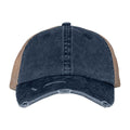 Navy-Beige - Front - Native Spirit Unisex Adult Destroy Washed Trucker Cap