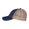Navy-Beige - Side - Native Spirit Unisex Adult Destroy Washed Trucker Cap