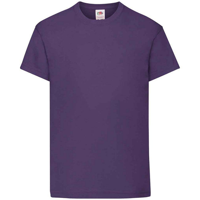 Purple - Front - Fruit of the Loom Childrens-Kids Original Cotton T-Shirt