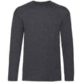 Dark Heather - Front - Fruit of the Loom Unisex Adult Valueweight Plain Long-Sleeved T-Shirt