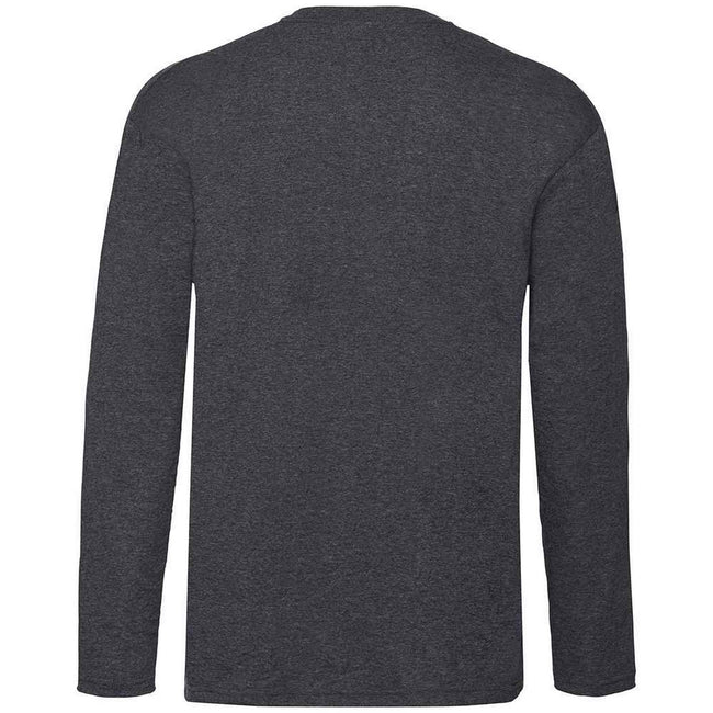 Dark Heather - Back - Fruit of the Loom Unisex Adult Valueweight Plain Long-Sleeved T-Shirt