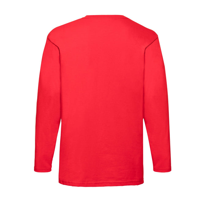 Red - Back - Fruit of the Loom Unisex Adult Valueweight Plain Long-Sleeved T-Shirt