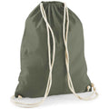 Olive - Front - Westford Mill Cotton Drawstring Bag