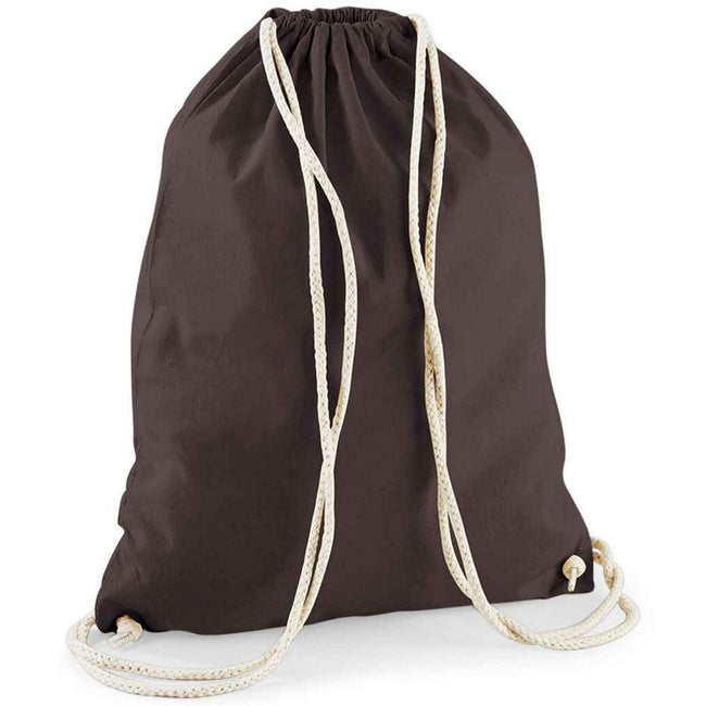 Chocolate - Front - Westford Mill Cotton Drawstring Bag