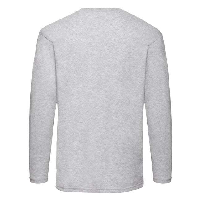 Grey - Back - Fruit of the Loom Unisex Adult Valueweight Heather Long-Sleeved T-Shirt