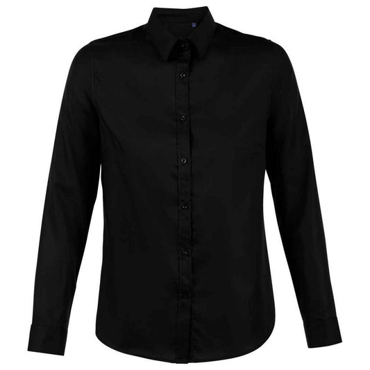 Deep Black - Front - NEOBLU Womens-Ladies Blaise Long-Sleeved Formal Shirt