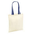 Natural-French Navy - Front - Westford Mill Contrast Handle Tote Bag