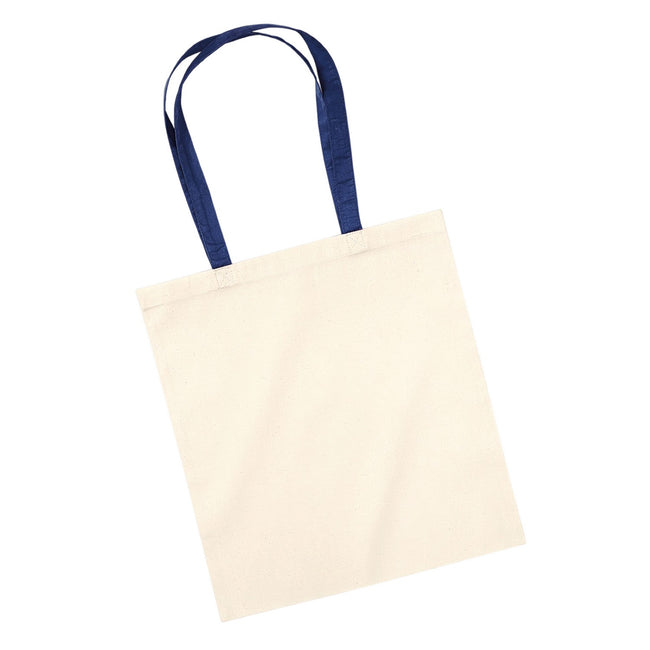 Natural-French Navy - Back - Westford Mill Contrast Handle Tote Bag