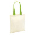 Natural-Lime Green - Front - Westford Mill Contrast Handle Tote Bag