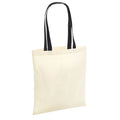Natural-Black - Front - Westford Mill Contrast Handle Tote Bag