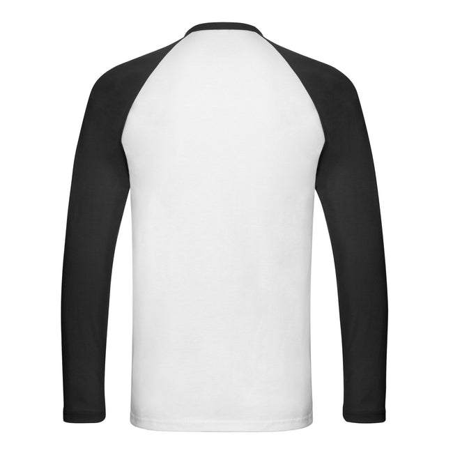 White-Black - Back - Fruit of the Loom Unisex Adult Contrast Long-Sleeved Baseball T-Shirt