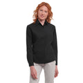 Black - Back - Russell Collection Womens-Ladies Cotton Poplin Easy-Care Long-Sleeved Formal Shirt