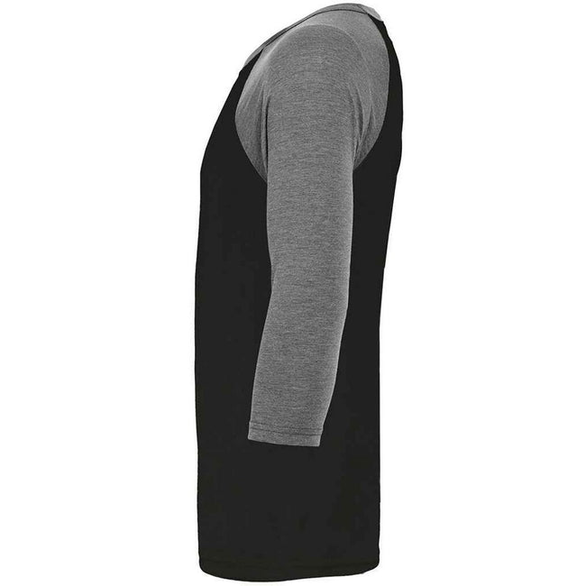 Black-Deep Heather - Side - Canvas Unisex Adult 3-4 Sleeve Baseball T-Shirt