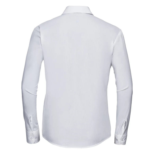 White - Back - Russell Collection Womens-Ladies Cotton Poplin Easy-Care Long-Sleeved Formal Shirt