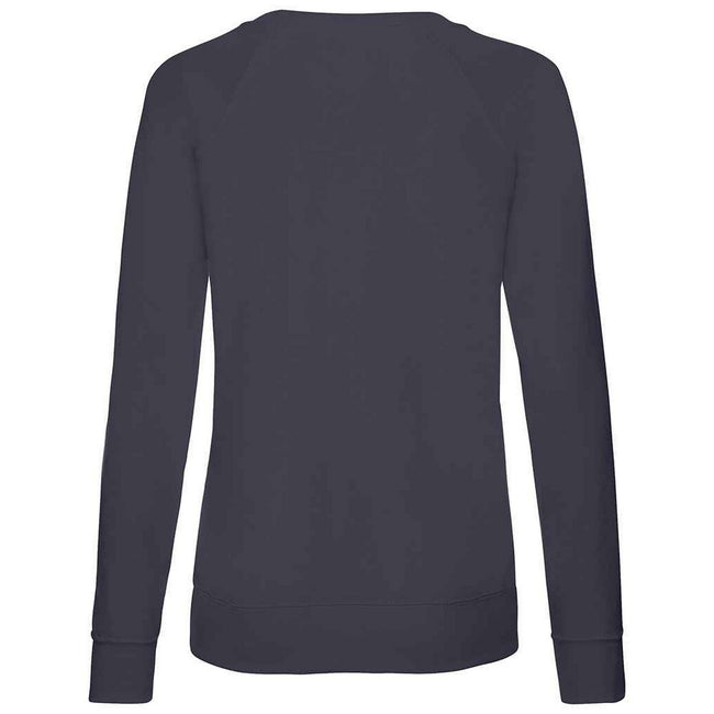 Deep Navy - Back - Fruit of the Loom Womens-Ladies Lightweight Lady Fit Raglan Sweatshirt