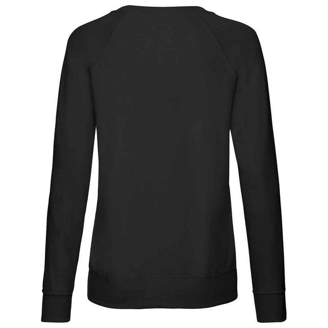 Black - Back - Fruit of the Loom Womens-Ladies Lightweight Lady Fit Raglan Sweatshirt