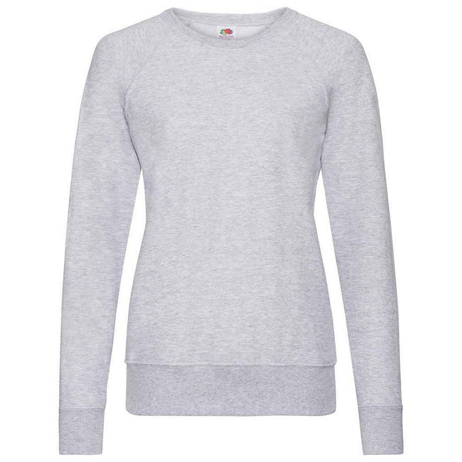 Heather Grey - Front - Fruit of the Loom Womens-Ladies Lightweight Lady Fit Raglan Sweatshirt