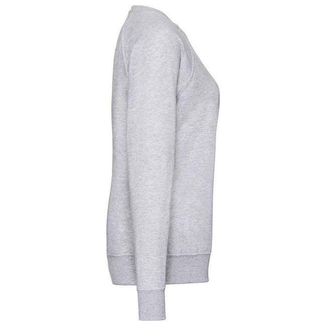 Heather Grey - Side - Fruit of the Loom Womens-Ladies Lightweight Lady Fit Raglan Sweatshirt