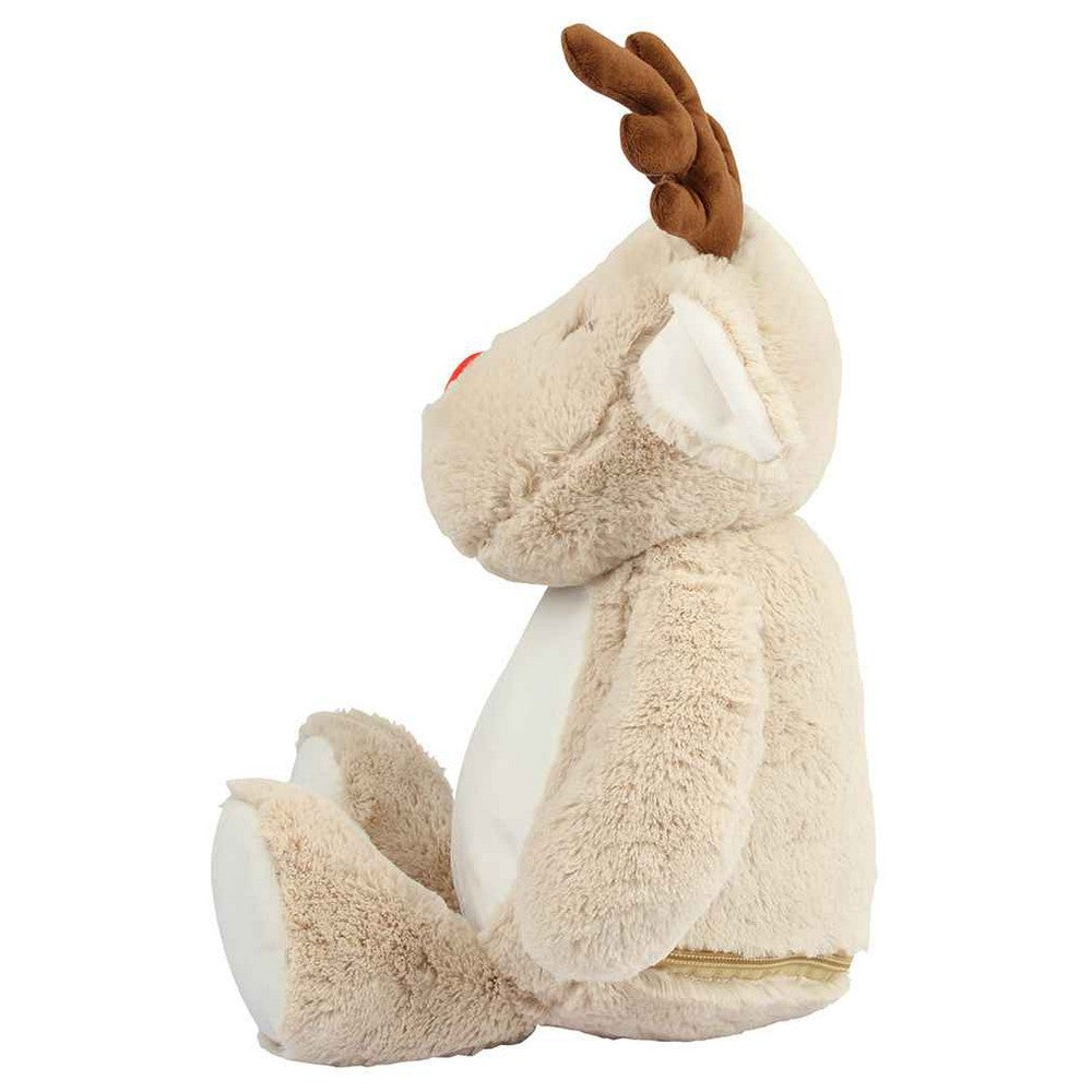 Light Brown - Side - Mumbles Zipped Reindeer Plush Toy