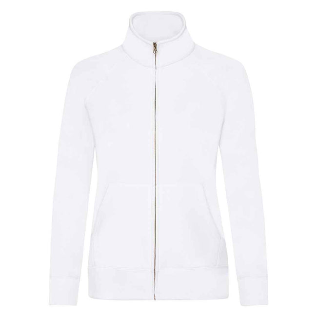 White - Front - Fruit of the Loom Womens-Ladies Lady Fit Sweat Jacket
