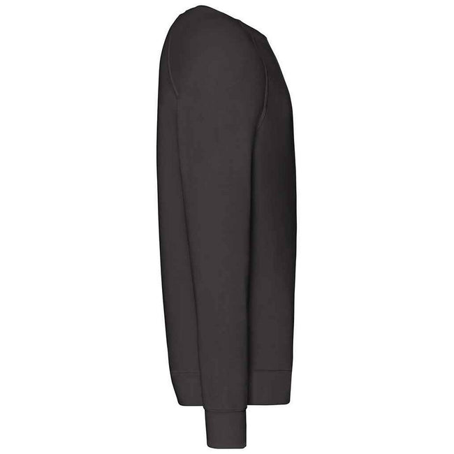 Black - Side - Fruit of the Loom Unisex Adult Lightweight Raglan Sweatshirt