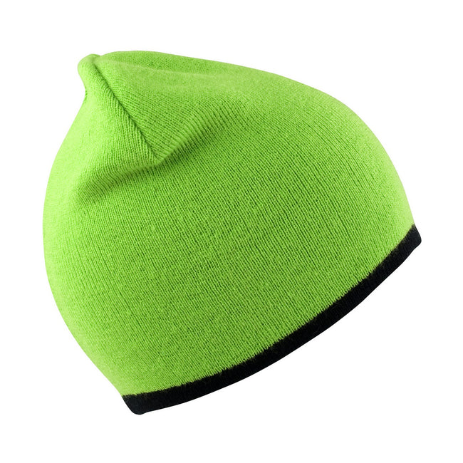 Lime-Black - Front - Result Unisex Adult Reversible Fashion Beanie