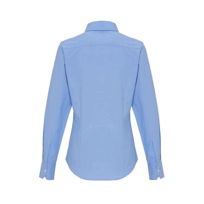 Oxford Blue - Back - Premier Womens-Ladies Striped Oxford Long-Sleeved Formal Shirt