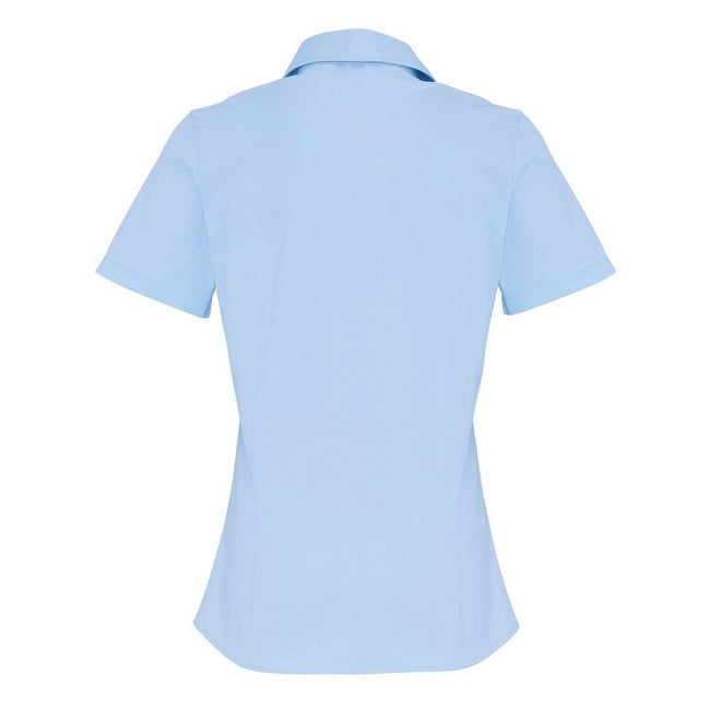 Pale Blue - Back - Premier Womens-Ladies Stretch Short-Sleeved Formal Shirt