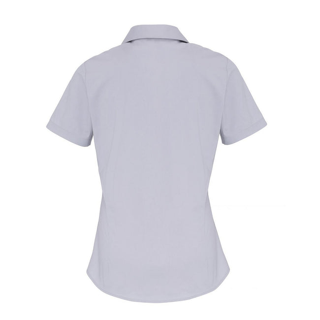 Silver - Back - Premier Womens-Ladies Stretch Short-Sleeved Formal Shirt