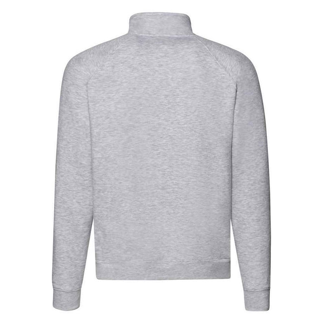 Heather Grey - Back - Fruit Of The Loom Mens Premium Zip Neck Heather Sweatshirt
