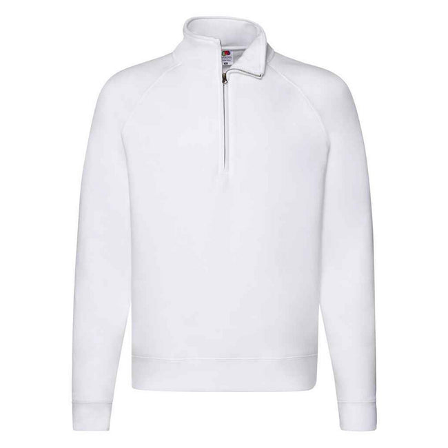 White - Front - Fruit Of The Loom Mens Premium Zip Neck Heather Sweatshirt