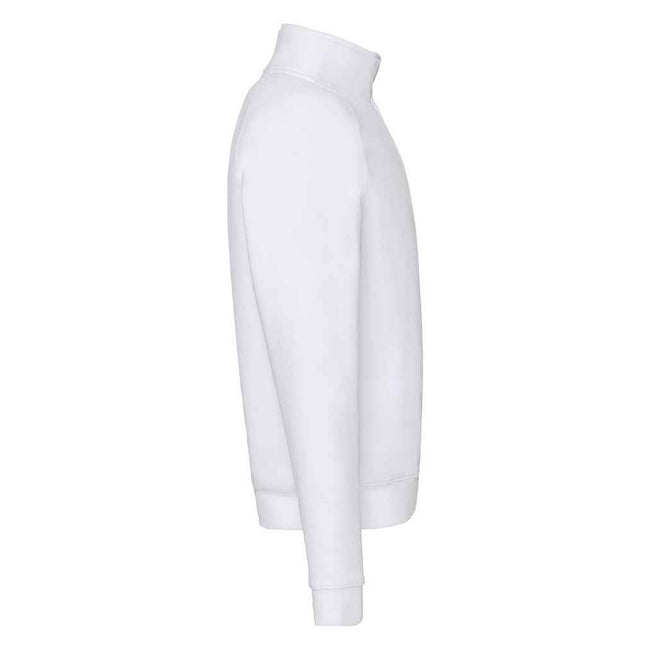 White - Side - Fruit Of The Loom Mens Premium Zip Neck Heather Sweatshirt