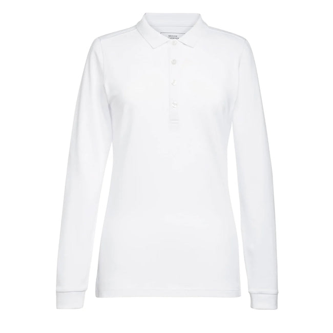 White - Front - Brook Taverner Womens-Ladies Anna Long-Sleeved Polo Shirt