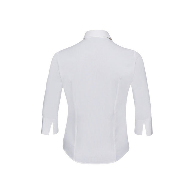 White - Back - Russell Collection Womens-Ladies Easy-Care Fitted 3-4 Sleeve Formal Shirt