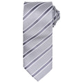 Silver-Dark Grey - Front - Premier Mens Stripe Waffle Tie