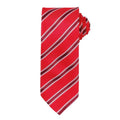 Red-Burgundy - Front - Premier Mens Stripe Waffle Tie