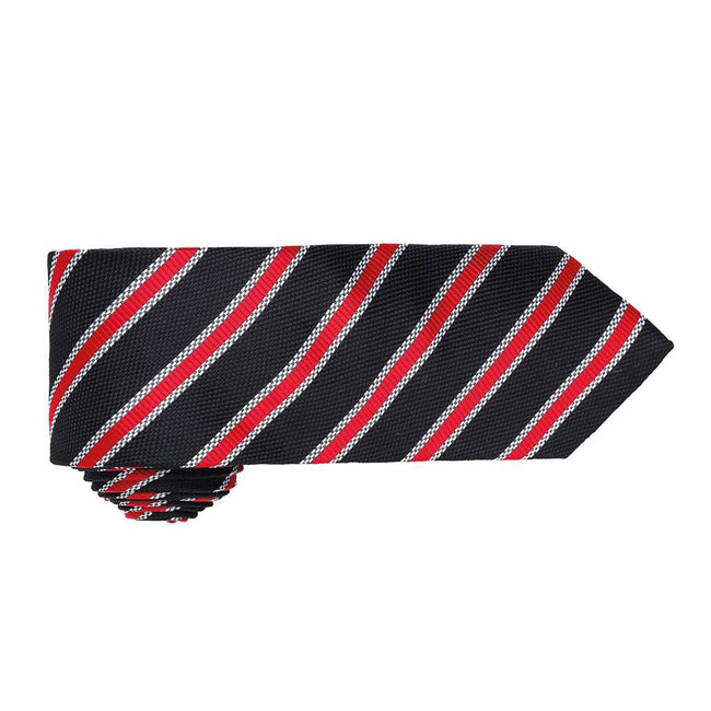 Black-Red - Back - Premier Mens Stripe Waffle Tie