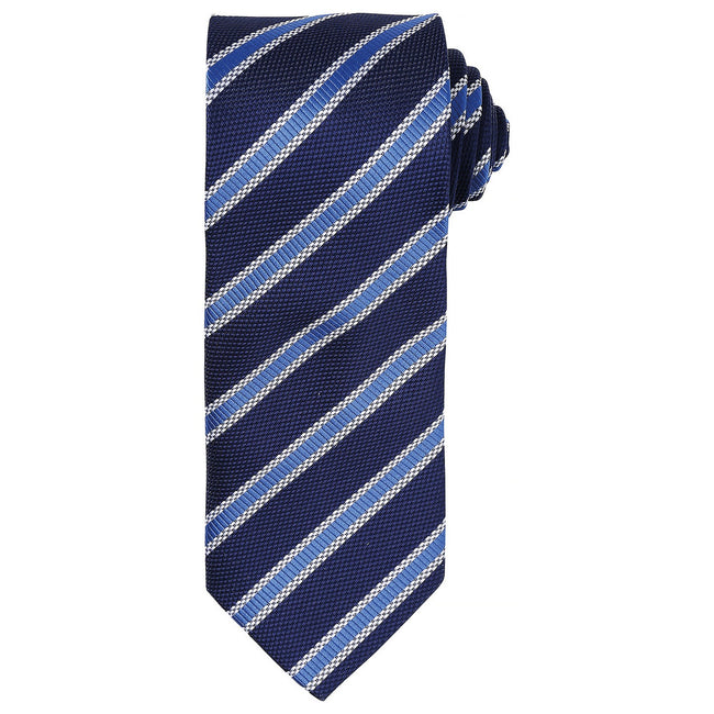 Navy-Royal Blue - Front - Premier Mens Stripe Waffle Tie