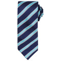Navy-Turquoise - Front - Premier Mens Stripe Waffle Tie