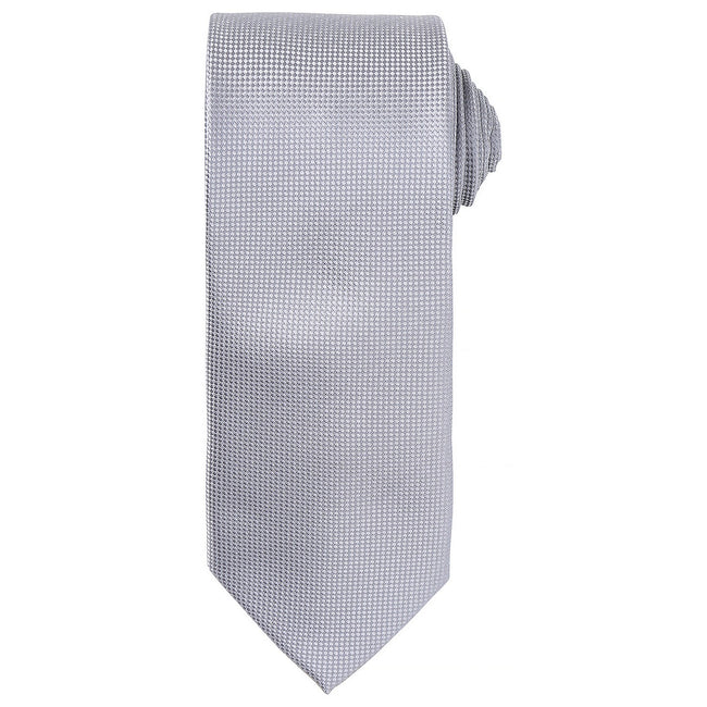 Silver - Front - Premier Unisex Adult Micro Waffle Tie