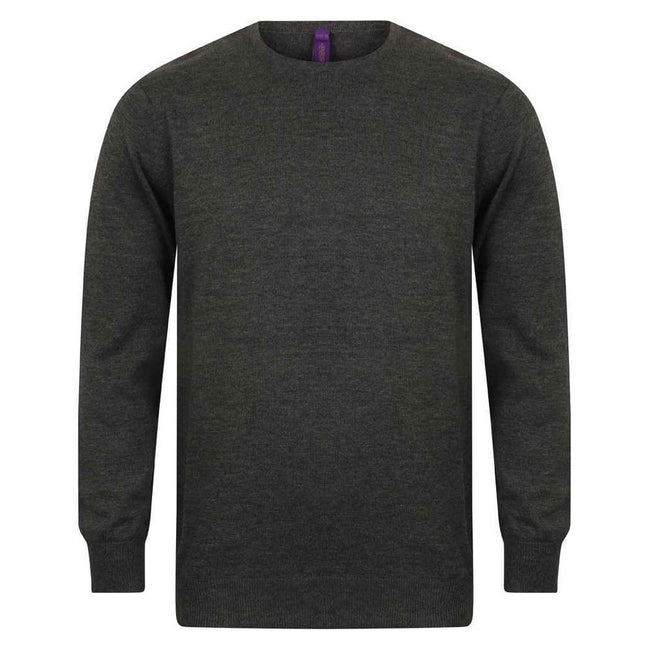 Grey Marl - Front - Henbury Mens Cotton Acrylic Crew Neck Sweatshirt