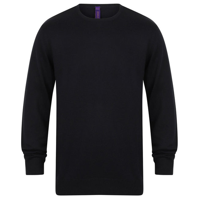 Navy - Front - Henbury Mens Cotton Acrylic Crew Neck Sweatshirt