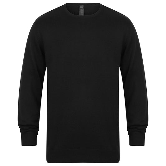 Black - Front - Henbury Mens Cotton Acrylic Crew Neck Sweatshirt