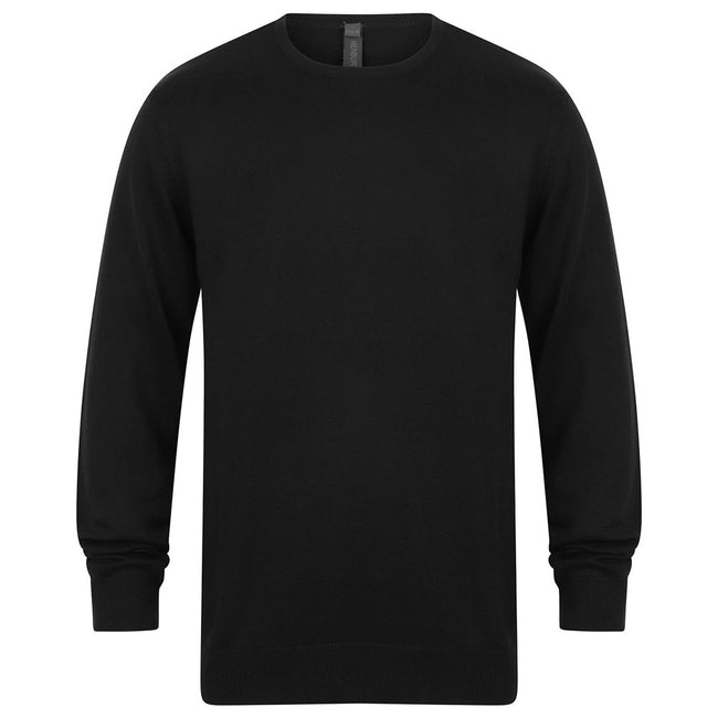 Black - Front - Henbury Mens Cotton Acrylic Crew Neck Sweatshirt
